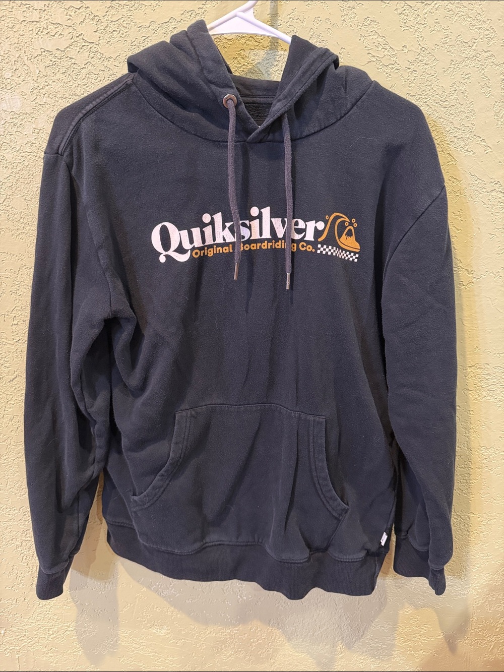 Quiksilver Men’s Black Logo Hoodie with Gold Accent